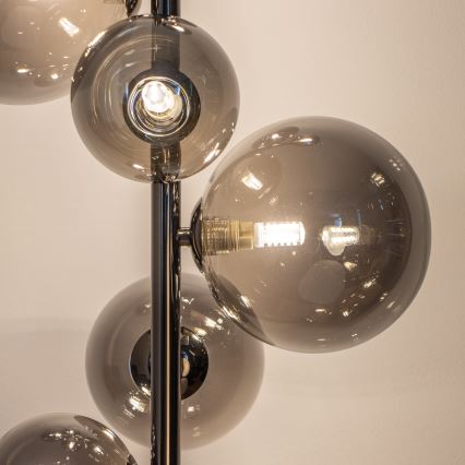 Brilagi - LED Stojacia lampa MILLA 7xG9/3W/230V čierny chróm/dymové sklo