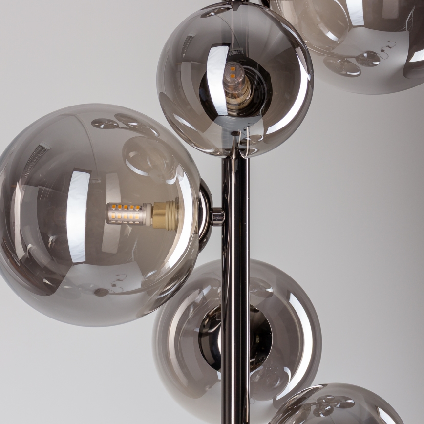 Brilagi - LED Stojacia lampa MILLA 7xG9/3W/230V čierny chróm/dymové sklo