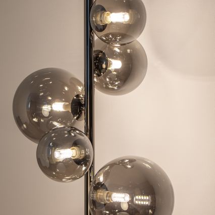 Brilagi - LED Stojacia lampa MILLA 7xG9/3W/230V čierny chróm/dymové sklo