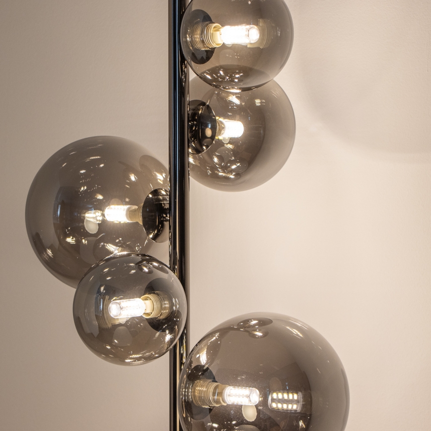 Brilagi - LED Stojacia lampa MILLA 7xG9/3W/230V čierny chróm/dymové sklo