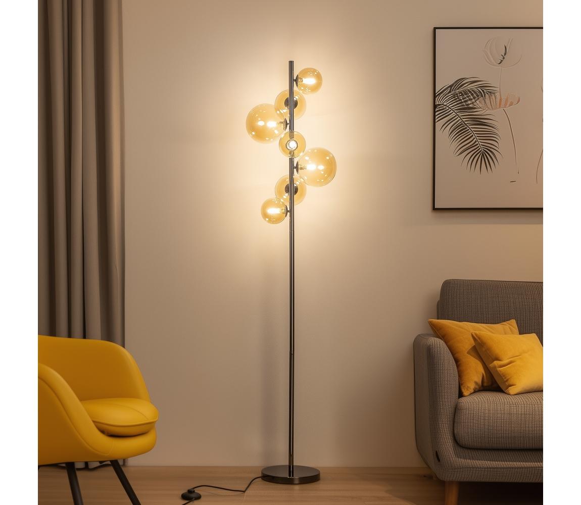 Brilagi - LED Stojacia lampa MILLA 7xG9/3W/230V čierny chróm/zlatá 3010-7CA