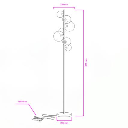 Brilagi - LED Stojacia lampa MILLA 7xG9/3W/230V zlatá/biela