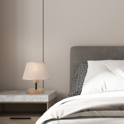 Brilagi - LED Stolná lampa ANTHONY 1xE27/60W/230V dub/béžová
