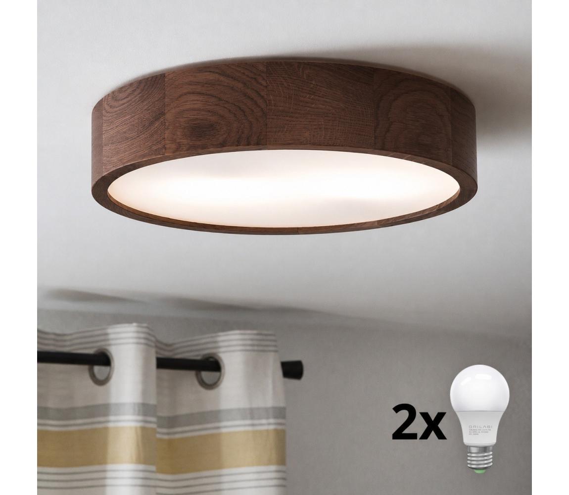 Brilagi - LED stropné svietidlo CARVALHO 2xE27/15W/230V dub/orech pr. 37 cm 8590828607175