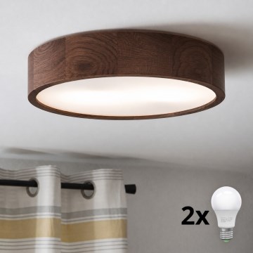 Brilagi - LED stropné svietidlo CARVALHO 2xE27/30W/230V dub/orech pr. 37 cm