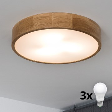 Brilagi - LED stropné svietidlo CARVALHO 3xE27/15W/230V dub, priemer 47,5 cm