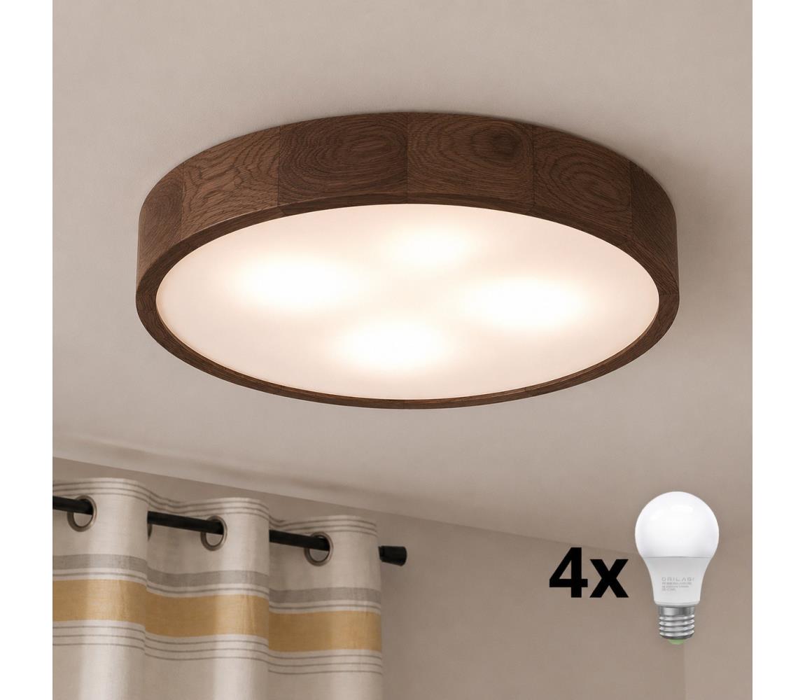Brilagi - LED stropné svietidlo CARVALHO 4xE27/60W/230V, dub/orech, priemer 57,5 cm 8590828002147