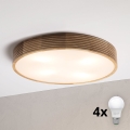 Brilagi - LED stropné svietidlo CARVALHO MODERN 4xE27/60W/230V, dub, priemer 57,5 cm