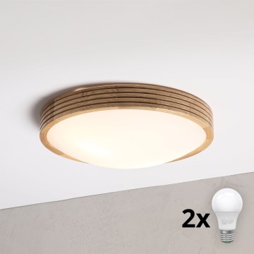 Brilagi - LED stropné svietidlo CARVALHO MODERN SLIM 2xE27/60W/230V pr. 37,5 cm dub