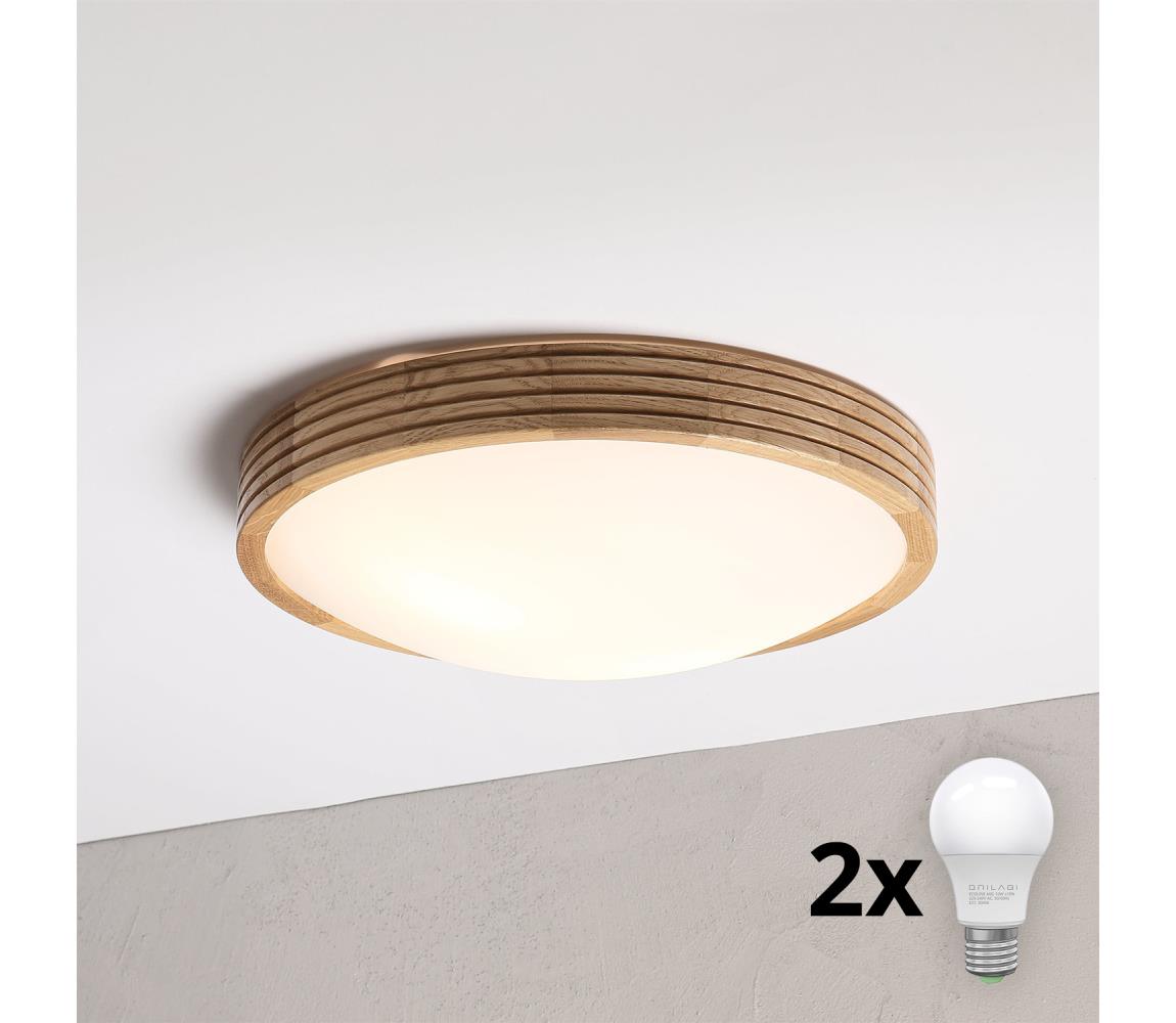 Brilagi - LED stropné svietidlo CARVALHO MODERN SLIM 2xE27/60W/230V, priemer 37,5 cm, dub 8590828039419