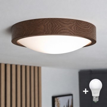 Brilagi - LED stropné svietidlo CARVALHO SLIM 1xE27/15W/230V dub orech priemer 27 cm