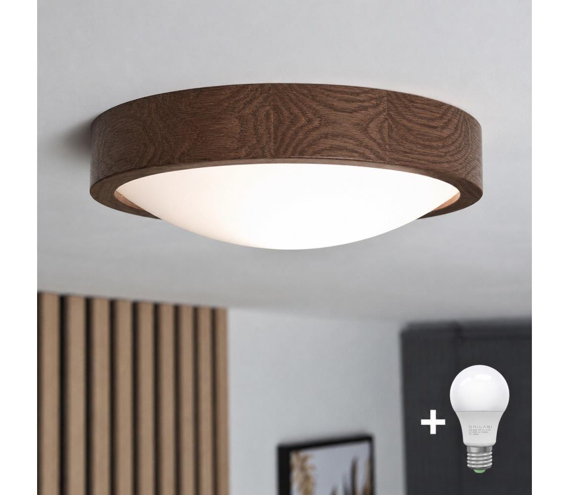 Brilagi - LED stropné svietidlo CARVALHO SLIM 1xE27/15W/230V dub orech priemer 27 cm 8590828607199