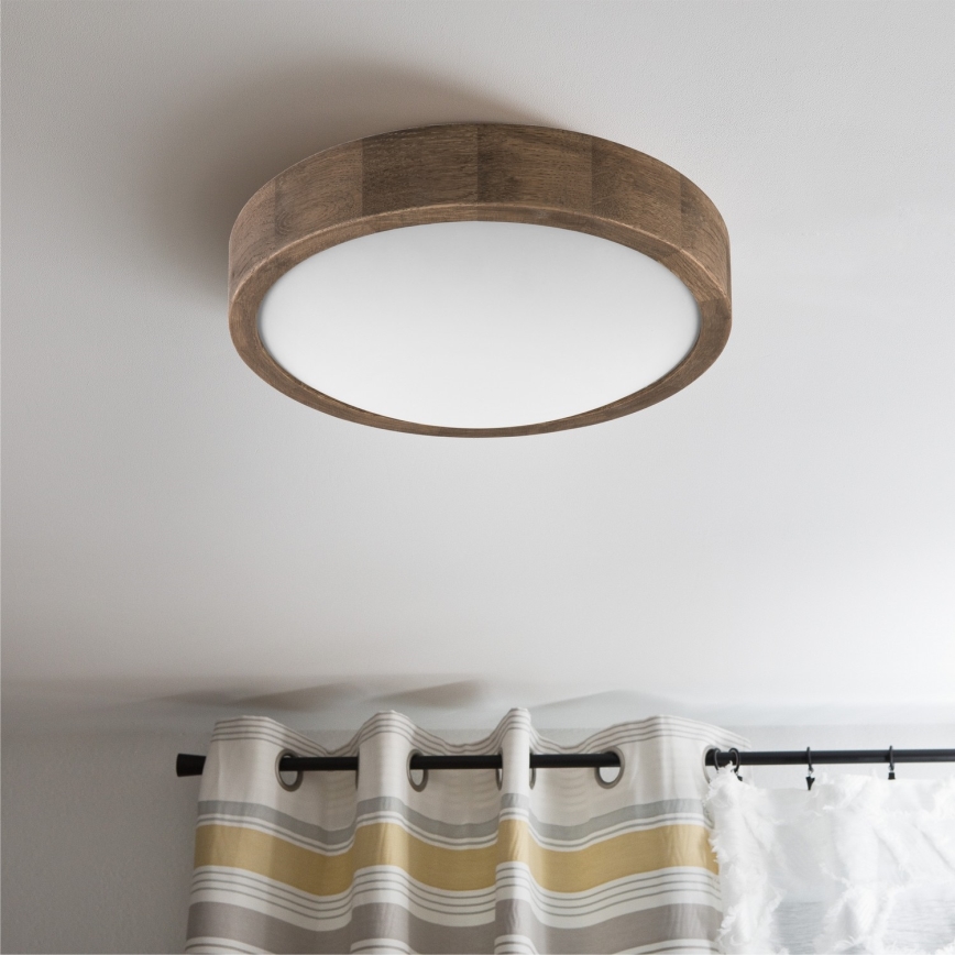 Brilagi - LED stropné svietidlo CARVALHO SLIM 1xE27/15W/230V dub orech priemer 27 cm