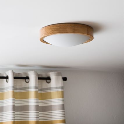 Brilagi - LED stropné svietidlo CARVALHO SLIM 1xE27/15W/230V dub, priemer 27 cm