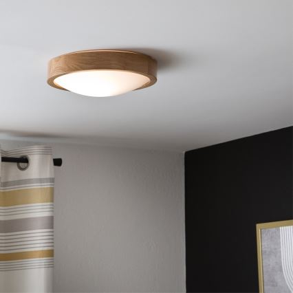 Brilagi - LED stropné svietidlo CARVALHO SLIM 1xE27/15W/230V dub, priemer 27 cm