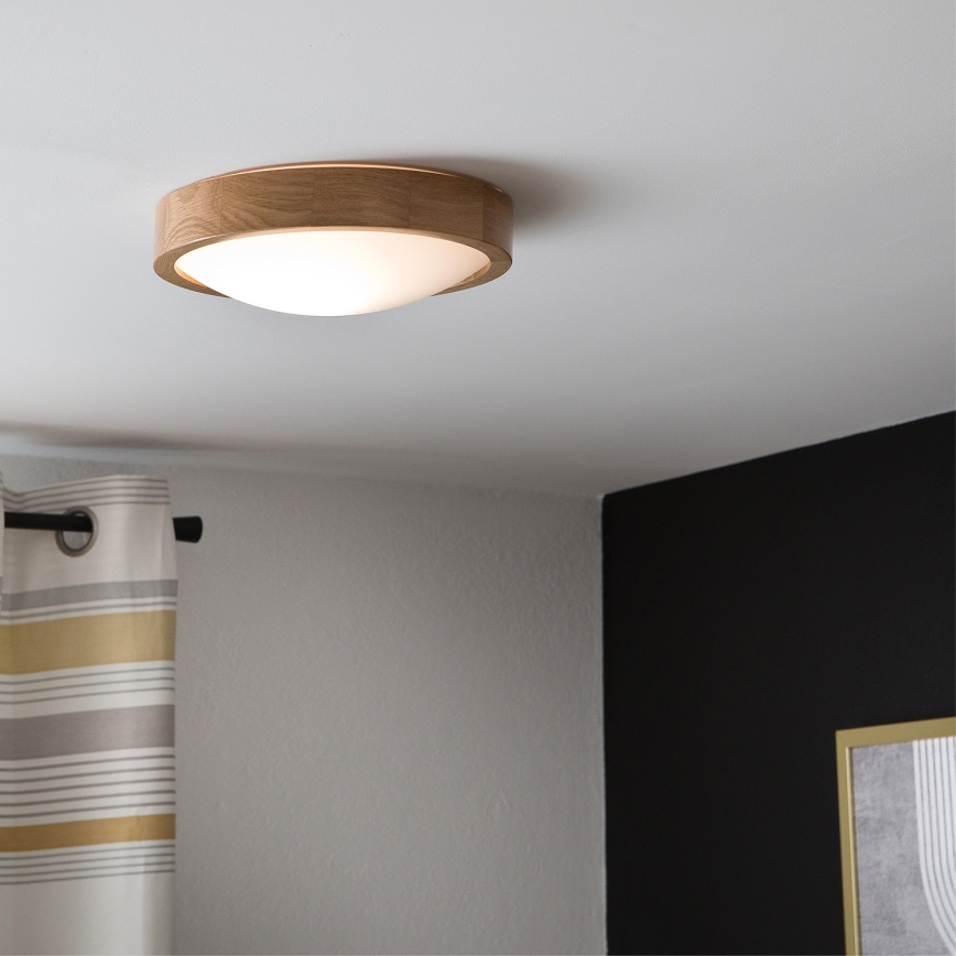 Brilagi - LED stropné svietidlo CARVALHO SLIM 1xE27/15W/230V dub, priemer 27 cm