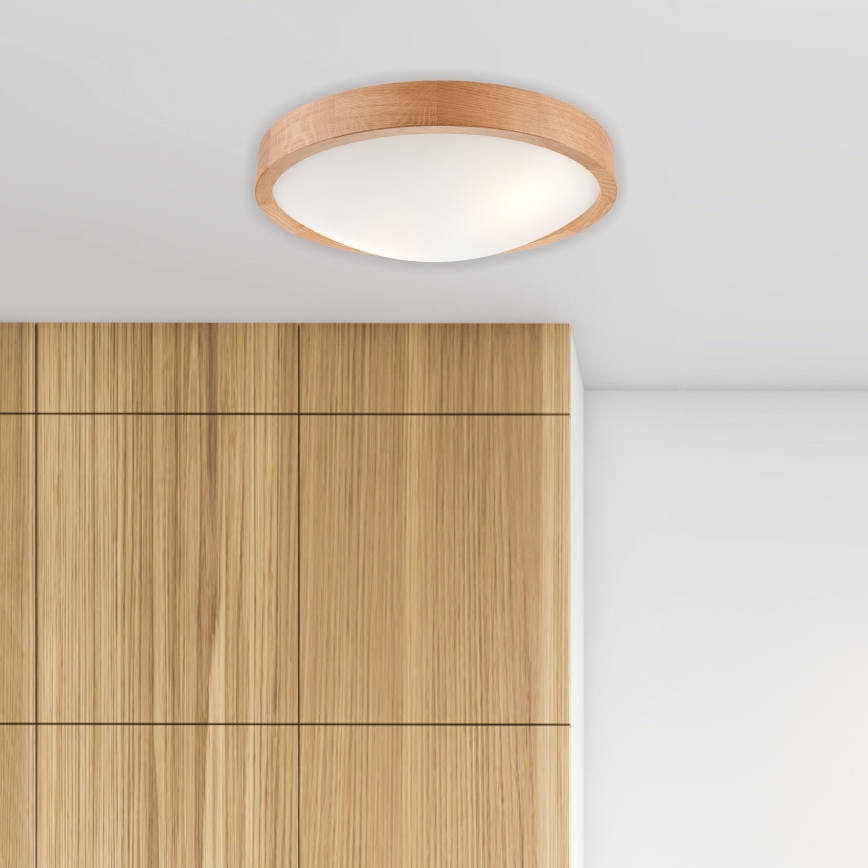 Brilagi - LED stropné svietidlo CARVALHO SLIM 2xE27/15W/230V dub, priemer 37 cm