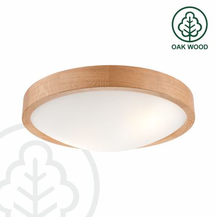 Brilagi - LED stropné svietidlo CARVALHO SLIM 2xE27/15W/230V dub, priemer 37 cm
