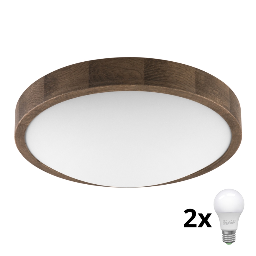 Brilagi - LED Stropné svietidlo CARVALHO SLIM 2xE27/60W/230V dub orech pr. 37 cm