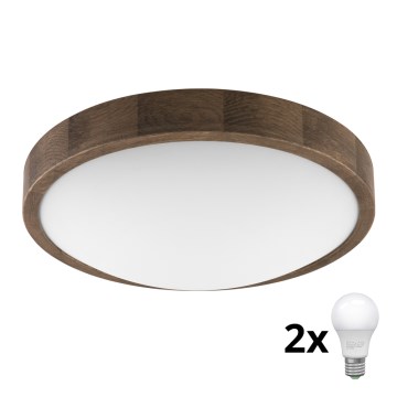 Brilagi - LED Stropné svietidlo CARVALHO SLIM 2xE27/60W/230V dub pr. 37 cm