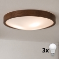BRILAGI - LED stropné svietidlo CARVALHO SLIM 3xE27/15W/230V dub/orech priem. 47 cm