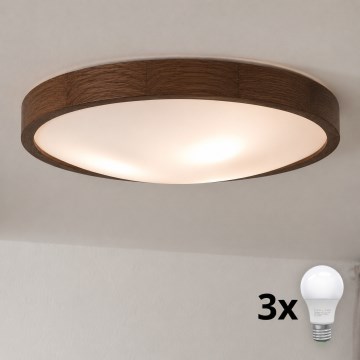 Brilagi - LED stropné svietidlo CARVALHO SLIM 3xE27/15W/230V dub/orech priem. 47 cm