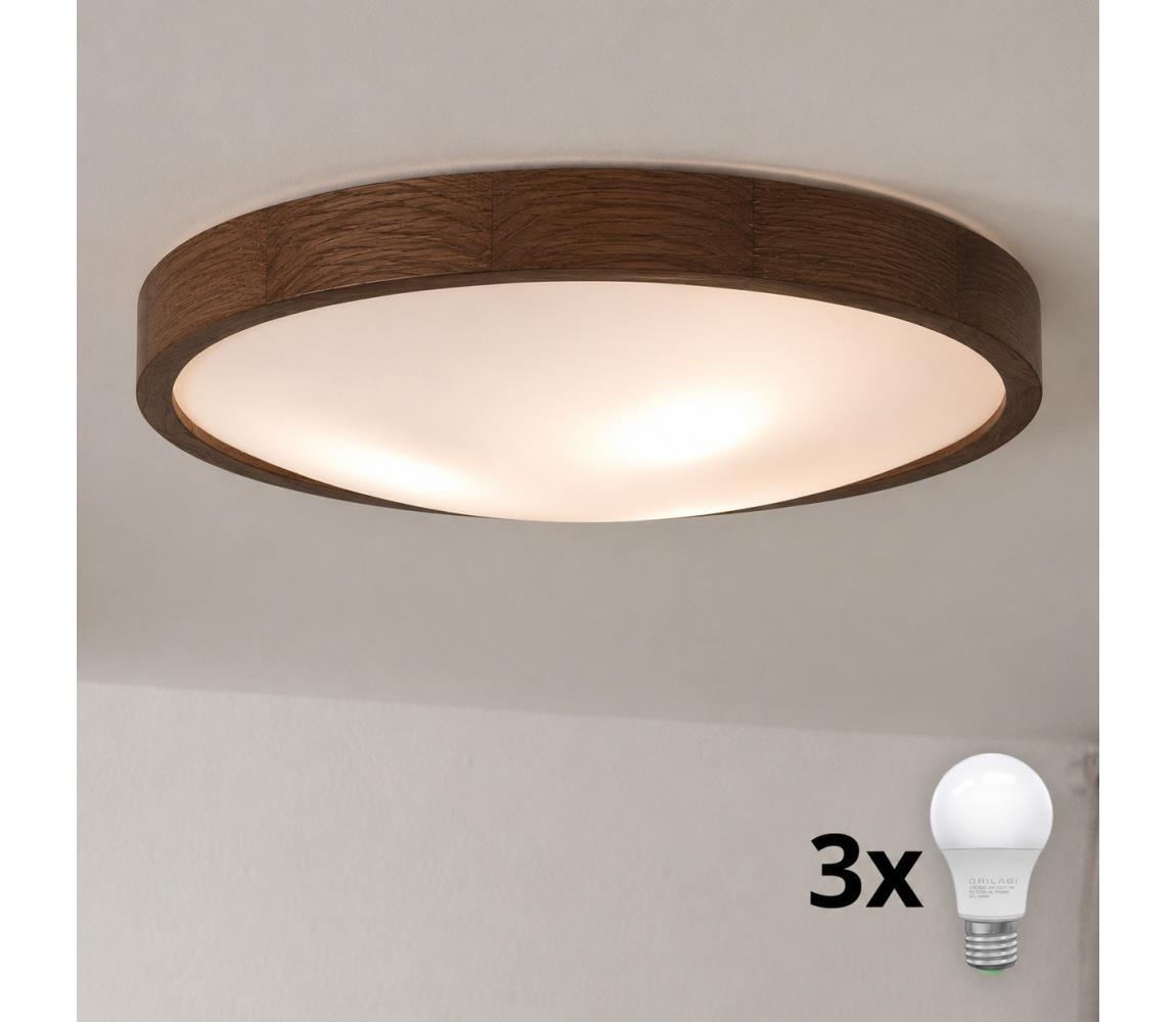 Brilagi - LED stropné svietidlo CARVALHO SLIM 3xE27/15W/230V dub/orech priem. 47 cm 8590828607212