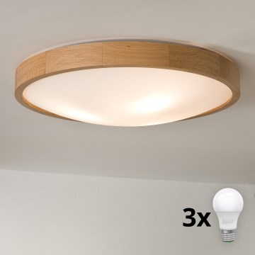 Brilagi - LED stropné svietidlo CARVALHO SLIM 3xE27/45W/230V dub pr. 47 cm