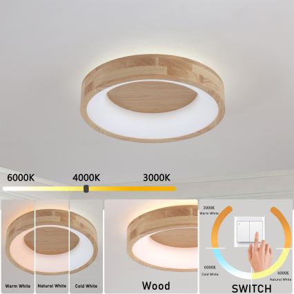 Brilagi - LED stropné svietidlo FALCON WOOD LED/30W/230V 3000/4000/6000K priemer 45 cm drevené