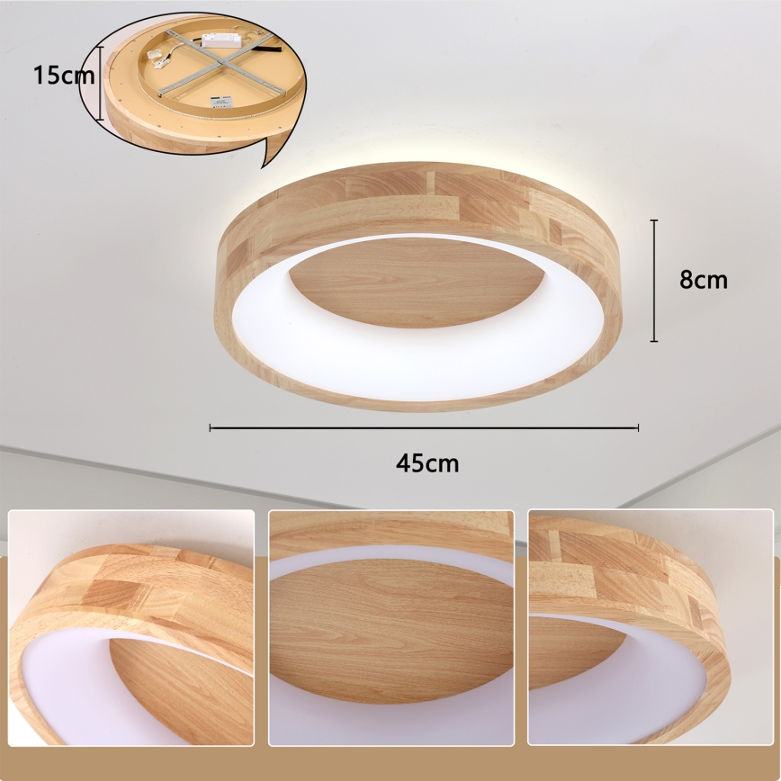 Brilagi - LED stropné svietidlo FALCON WOOD LED/30W/230V 3000/4000/6000K priemer 45 cm drevené