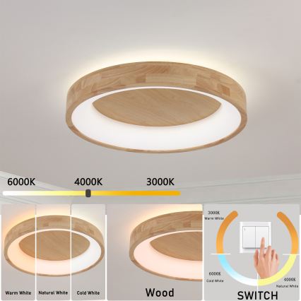 Brilagi - LED stropné svietidlo FALCON WOOD LED/40W/230V 3000/4000/6000K pr. 60 cm drevené