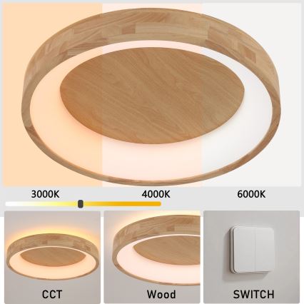 Brilagi - LED stropné svietidlo FALCON WOOD LED/40W/230V 3000/4000/6000K pr. 60 cm drevené