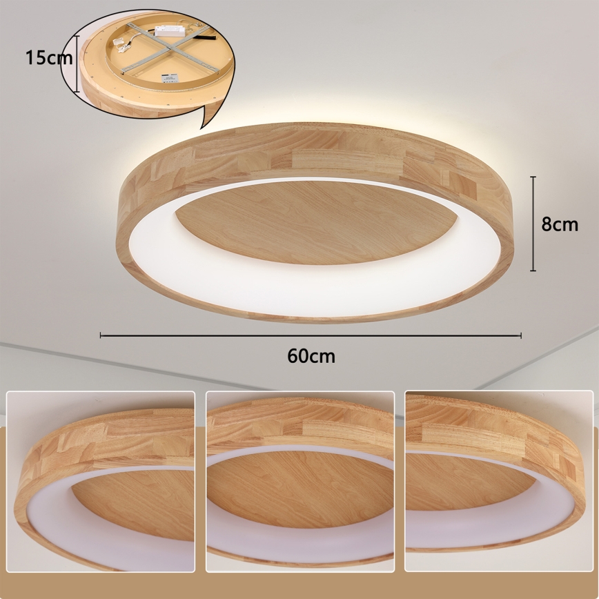 Brilagi - LED stropné svietidlo FALCON WOOD LED/40W/230V 3000/4000/6000K pr. 60 cm drevené
