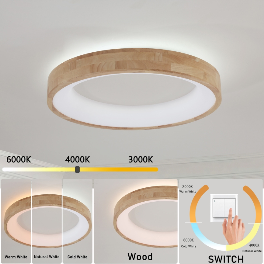 Brilagi - LED stropné svietidlo FALCON WOOD LED/40W/230V 3000/4000/6000K pr. 60 cm drevené