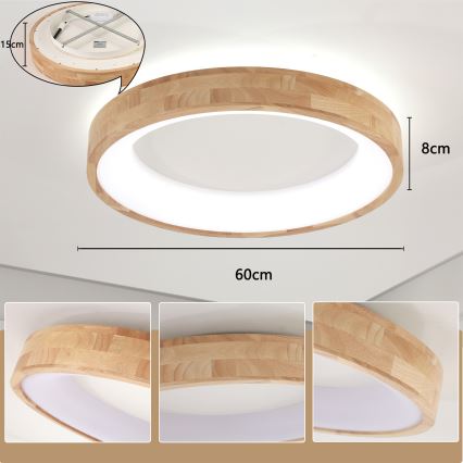 Brilagi - LED stropné svietidlo FALCON WOOD LED/40W/230V 3000/4000/6000K pr. 60 cm drevené