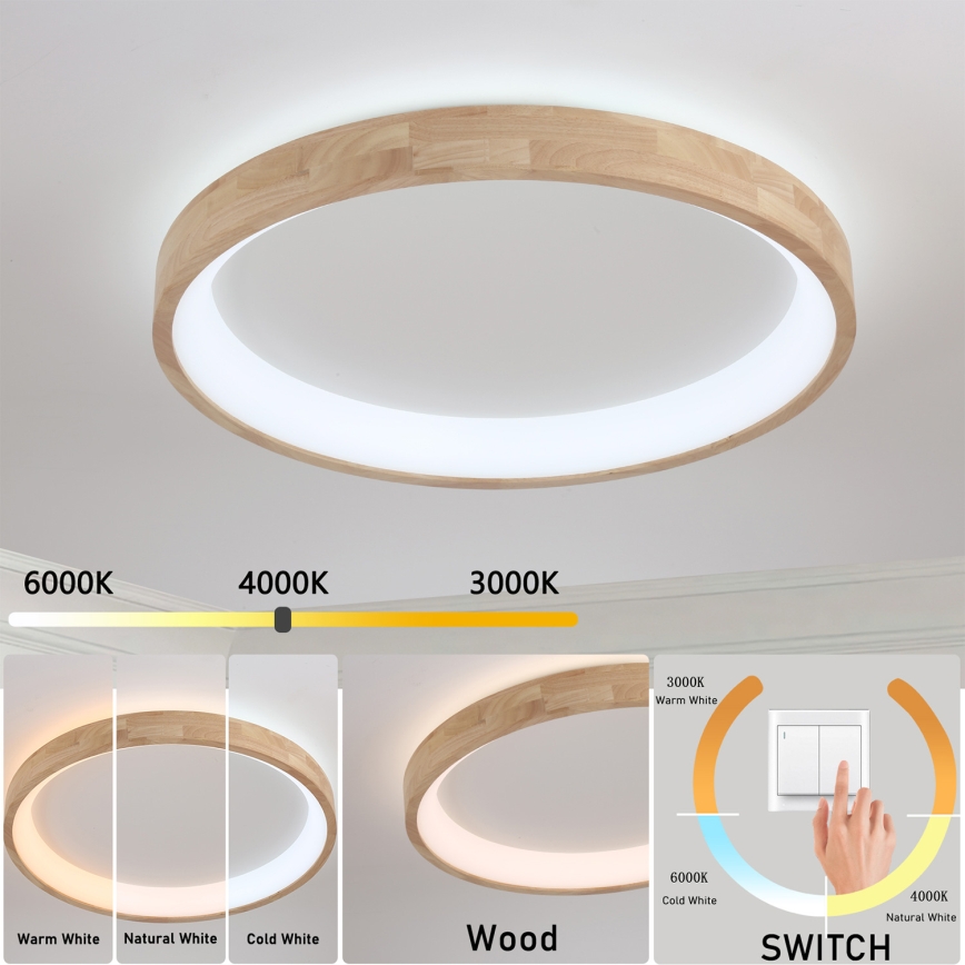 Brilagi - LED stropné svietidlo FALCON WOOD LED/60W/230V 3000/4000/6000K priemer 80 cm, drevené