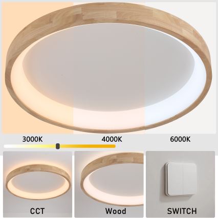 Brilagi - LED stropné svietidlo FALCON WOOD LED/60W/230V 3000/4000/6000K priemer 80 cm, drevené