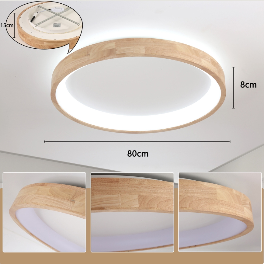 Brilagi - LED stropné svietidlo FALCON WOOD LED/60W/230V 3000/4000/6000K priemer 80 cm, drevené