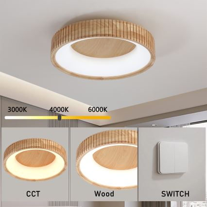 Brilagi - LED stropné svietidlo FALCON WOOD MODERN LED/30W/230V 3000/4000/6000K priemer 45 cm drevo