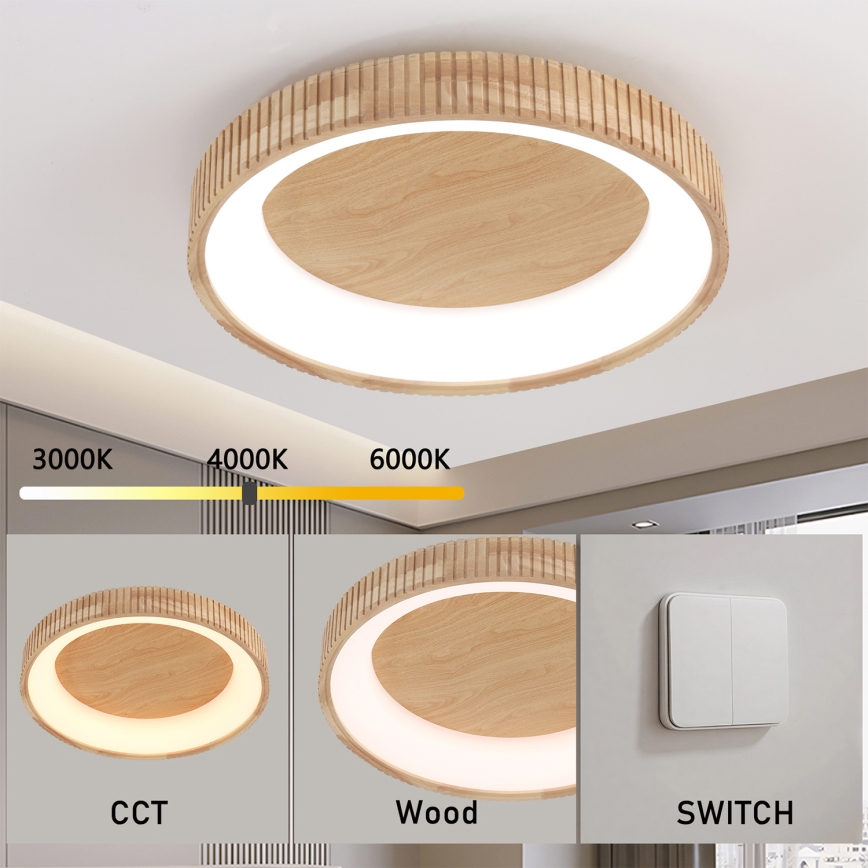 Brilagi - LED drevené stropné svietidlo FALCON WOOD MODERN LED/40W/230V 3000/4000/6000K priemer 60 cm