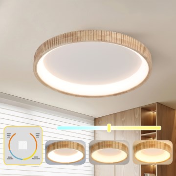 Brilagi - LED stropné svietidlo FALCON WOOD MODERN LED/60W/230V 3000/4000/6000K, priemer 80 cm, drevený dizajn