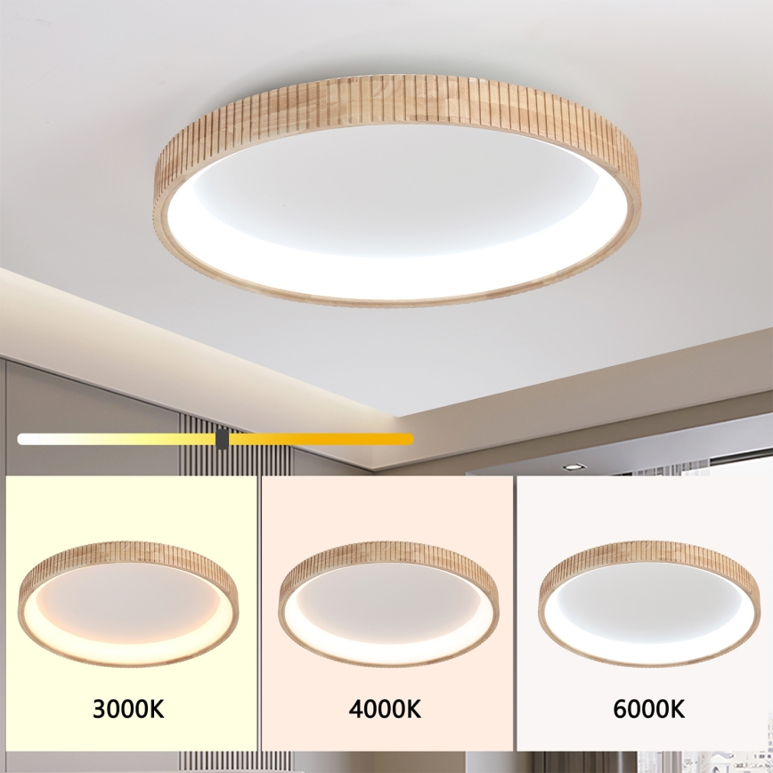 Brilagi - LED stropné svietidlo FALCON WOOD MODERN LED/60W/230V 3000/4000/6000K, priemer 80 cm, drevený dizajn