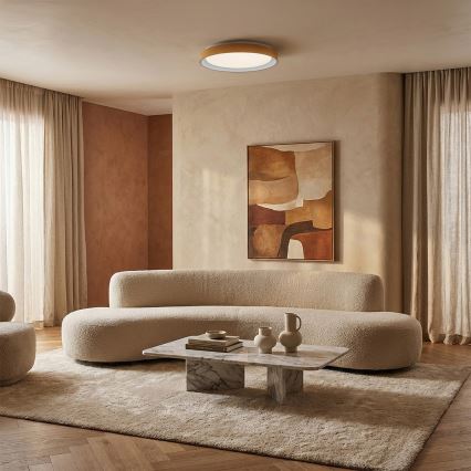 Brilagi - LED Stropné svietidlo FLOCO LED/24W/230V pr. 30 cm dekor dreva/biela