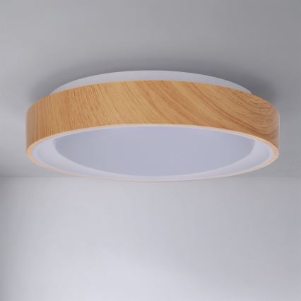 Brilagi - LED Stropné svietidlo FLOCO LED/24W/230V pr. 30 cm dekor dreva/biela