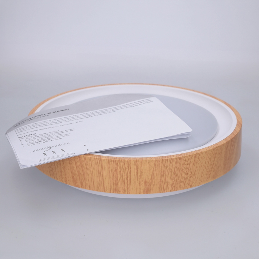 Brilagi - LED Stropné svietidlo FLOCO LED/24W/230V pr. 30 cm dekor dreva/biela