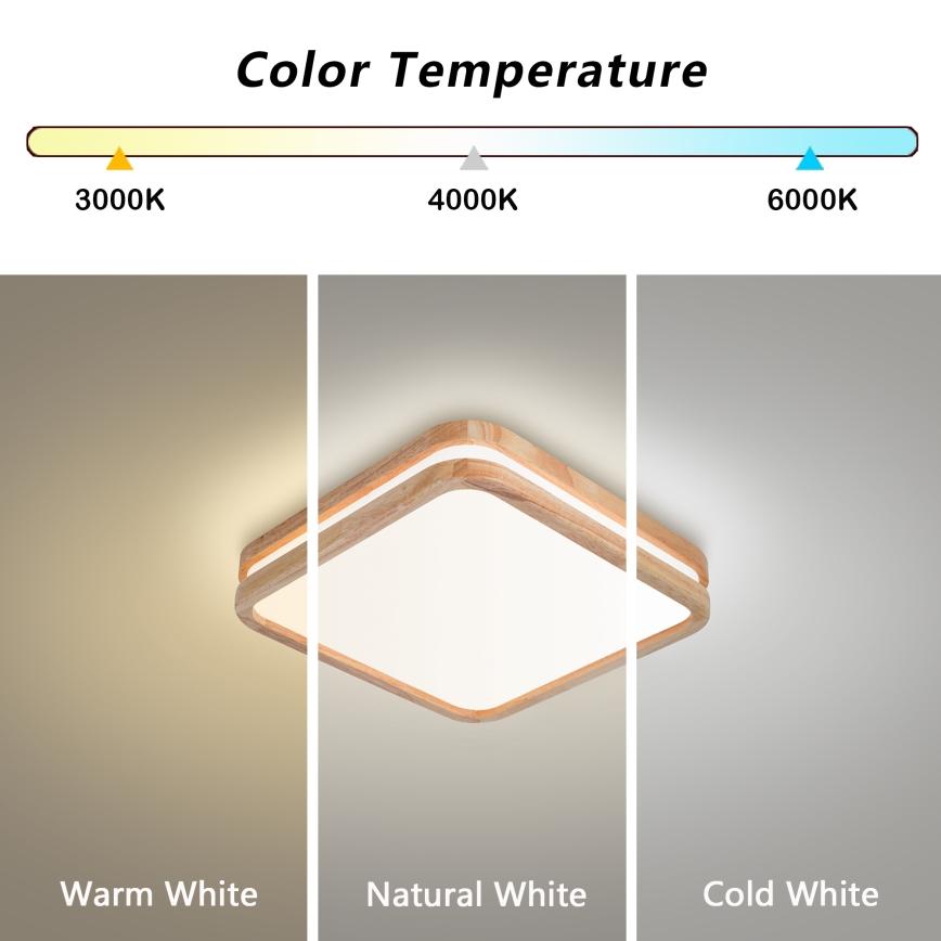 Brilagi - LED stropné svietidlo MOLINA SQUARE LED/32W/230V 3000/4000/6000K dub 30x30 cm