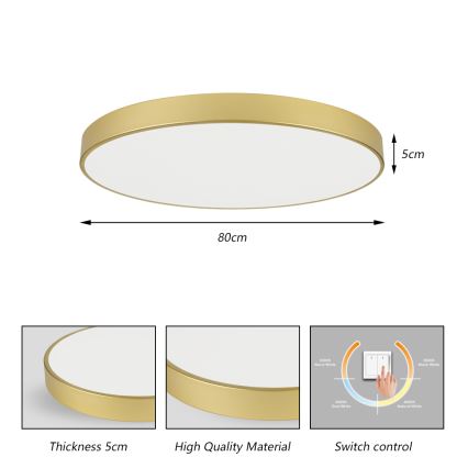 Brilagi - LED stropné svietidlo POOL LED/100W/230V 3000/4000/6000K pr. 80 cm zlaté