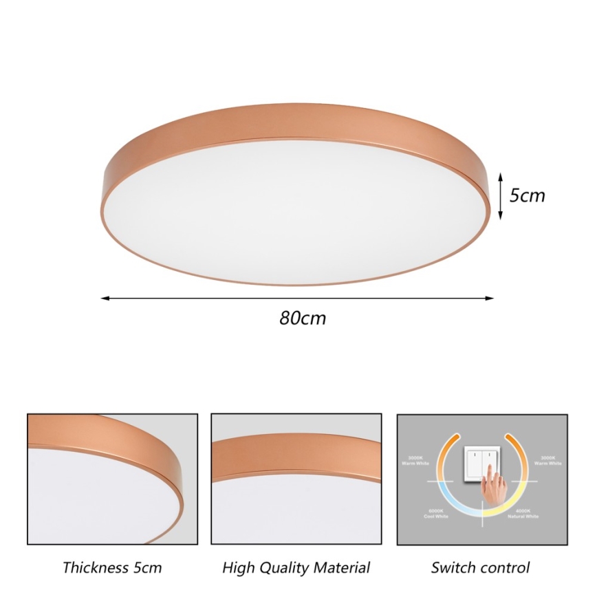 Brilagi - LED stropné svietidlo POOL, 100 W, 230 V, 3000/4000/6000 K (nastaviteľné), priemer 80 cm, bronzové