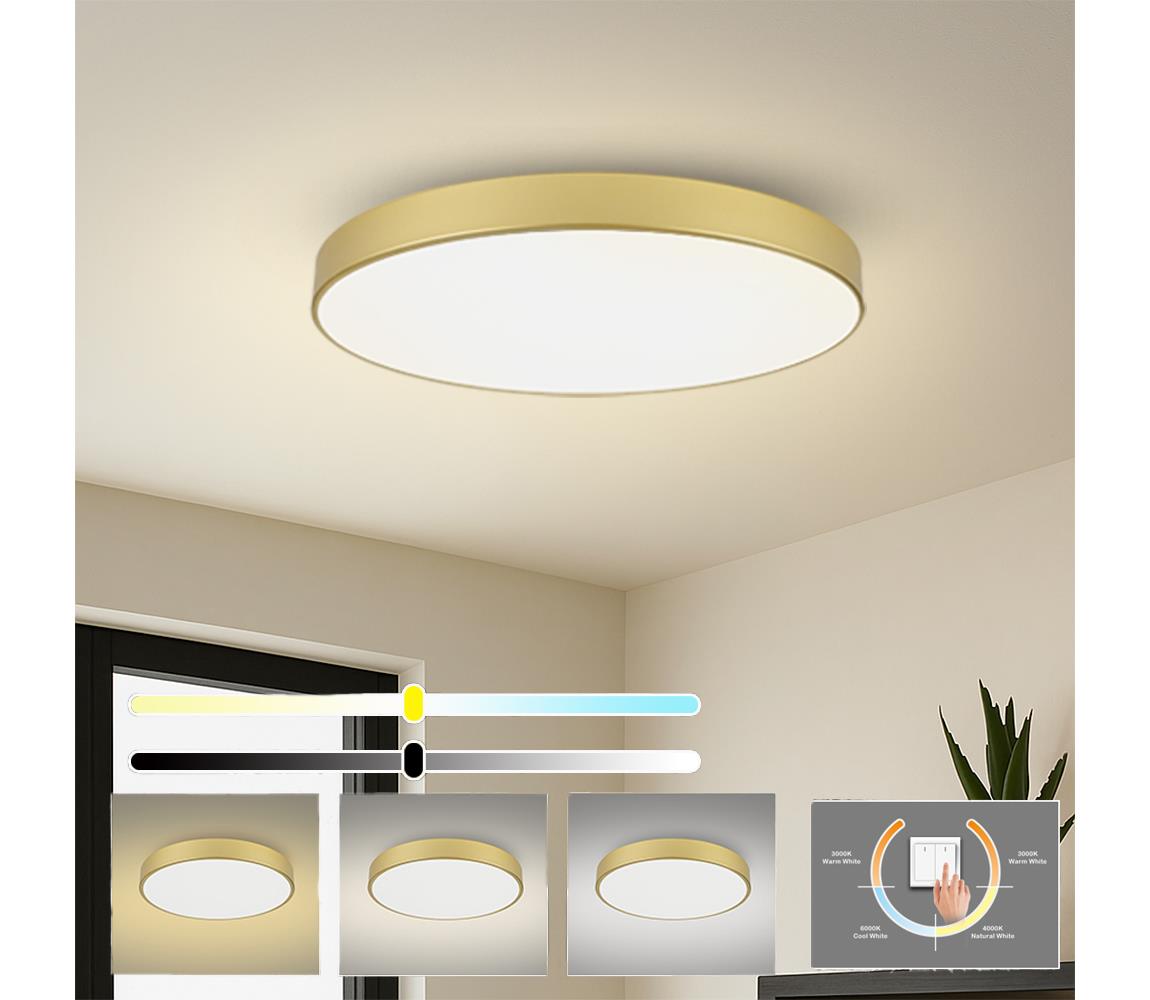 Brilagi-LED Stropné svietidlo POOL, LED 128 W, 230 V, 3000/4000/6000 K, Ø 100 cm, zlaté BRI567