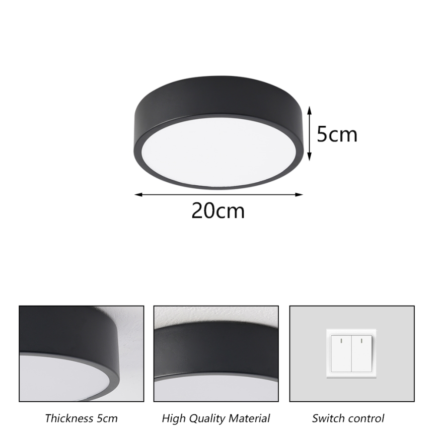 Brilagi - LED stropné svietidlo POOL LED/18W/230V 3000/4000/6000K pr. 20 cm čierna